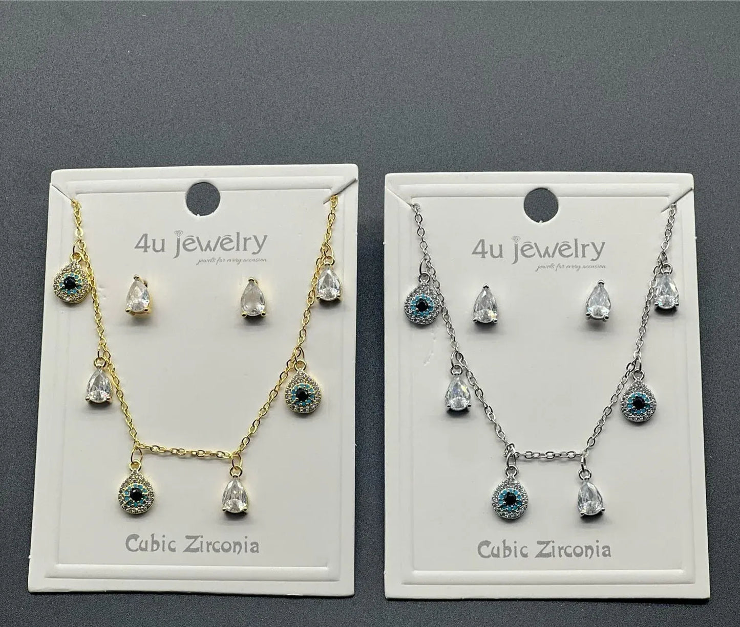 Evil Eye Teardrop Dangle Set
