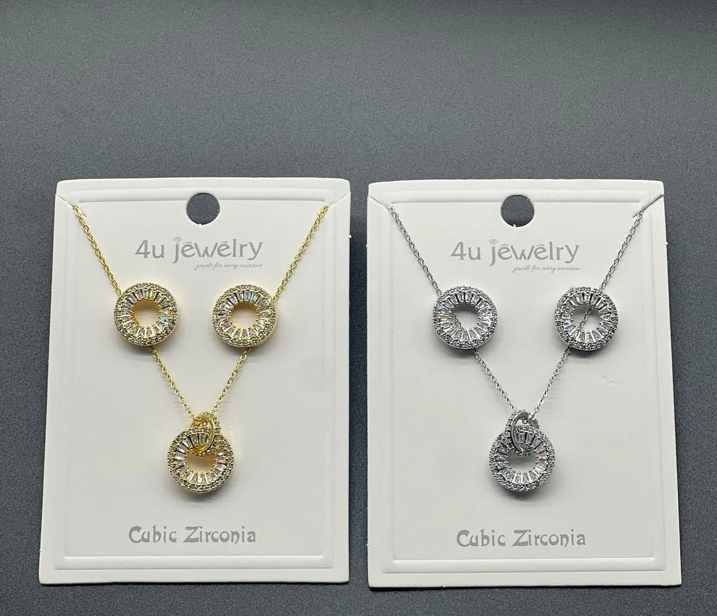 Radiant Circle Halo CZ Pendant Set