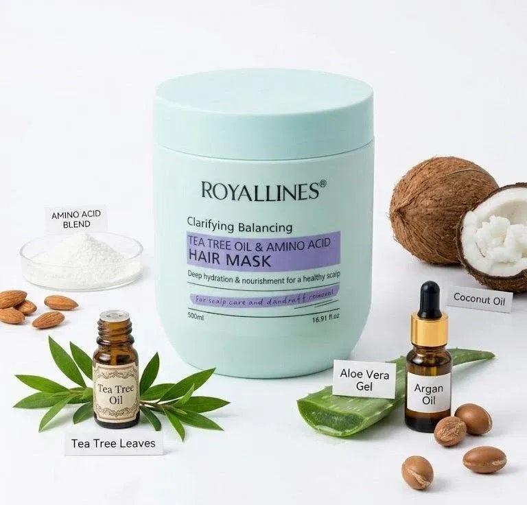 Royallines - قناع الشعر المنقّي والموازن بزيت شجرة الشاي والأحماض الأمينية