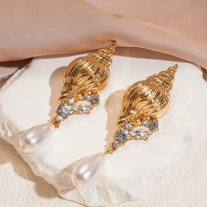 Retro Oval Pearl Earrings