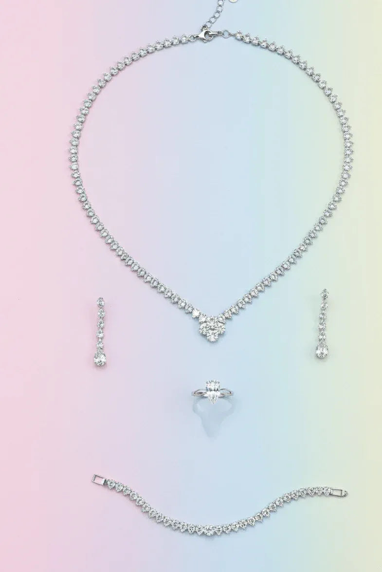Clover Crystal Pendant Jewelry Set
