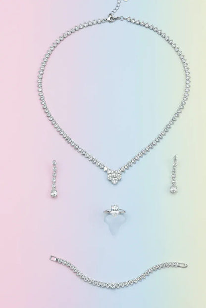 Clover Crystal Pendant Jewelry Set