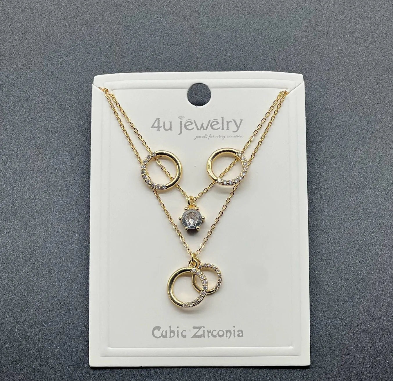 Double Ring Sparkle Pendant Set