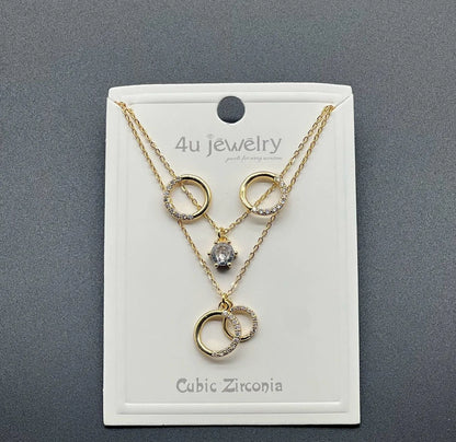 Double Ring Sparkle Pendant Set