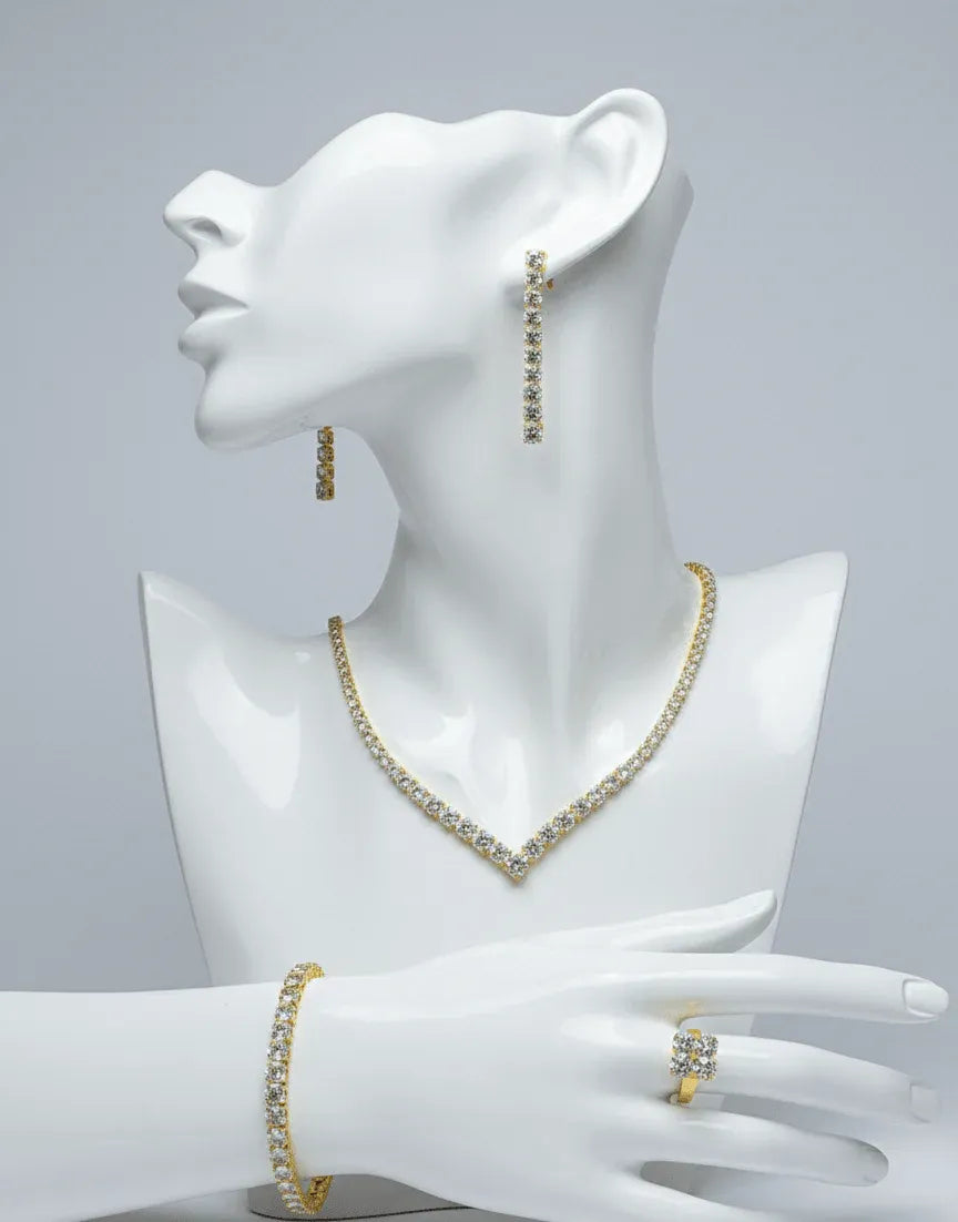 Classic V-Cut Crystal Jewelry Set