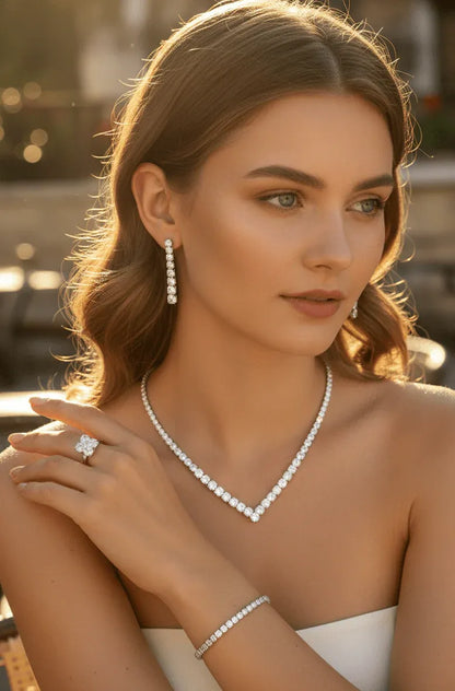 Classic V-Cut Crystal Jewelry Set