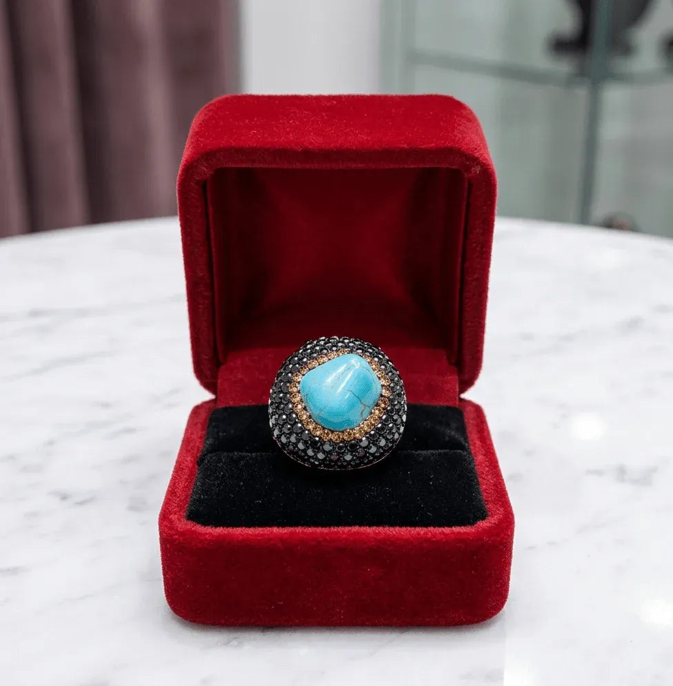 Turquoise Crystal Dome Statement Ring