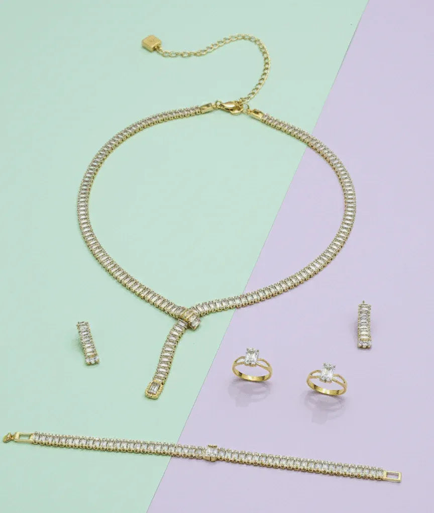 Baguette Lariat Jewelry Set