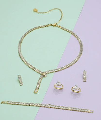 Baguette Lariat Jewelry Set