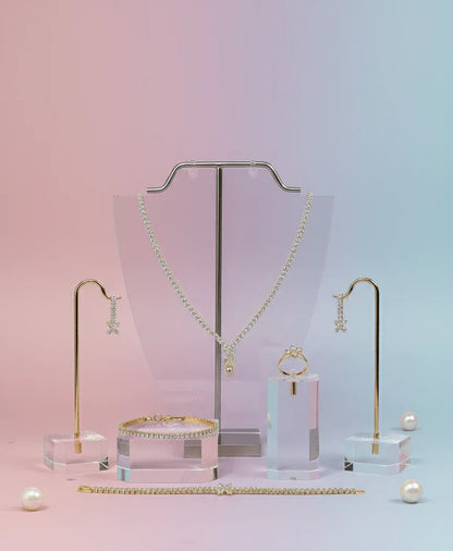 Floral Crystal Pendant Jewelry Set