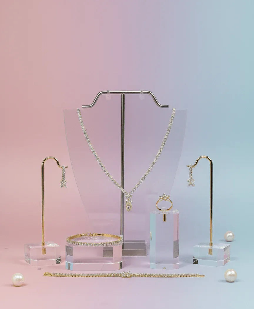 Floral Crystal Pendant Jewelry Set